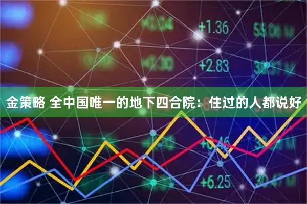 金策略 全中国唯一的地下四合院：住过的人都说好