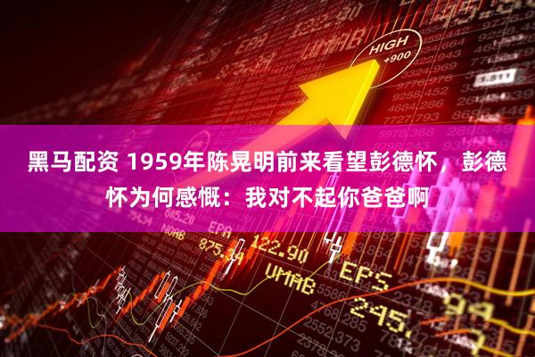 黑马配资 1959年陈晃明前来看望彭德怀，彭德怀为何感慨：我对不起你爸爸啊