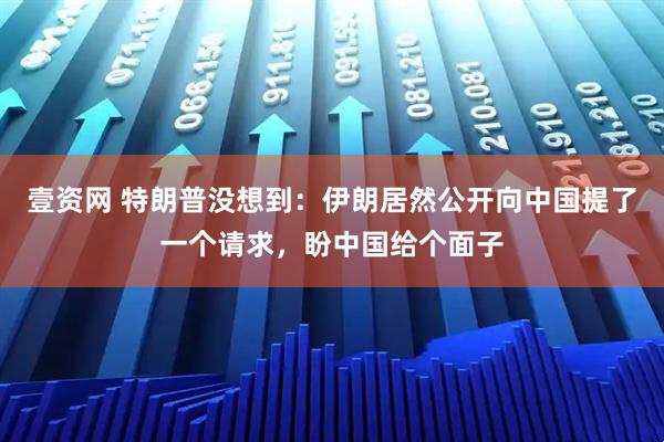壹资网 特朗普没想到：伊朗居然公开向中国提了一个请求，盼中国给个面子